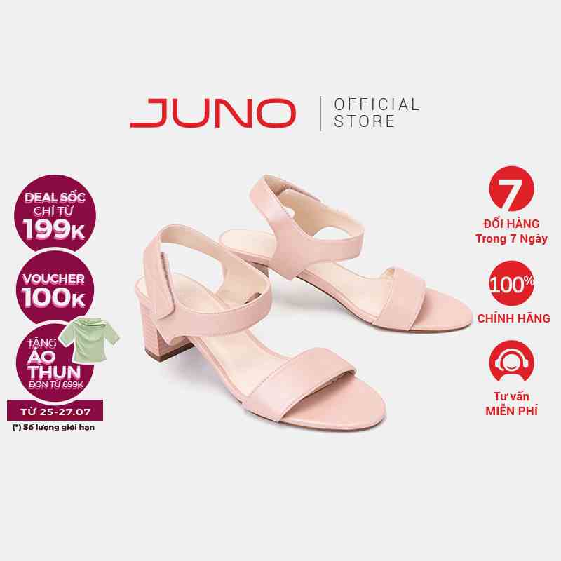 Giày Sandal Nữ 5cm Thời Trang JUNO Gót Vuông Quai Ngang SD05003