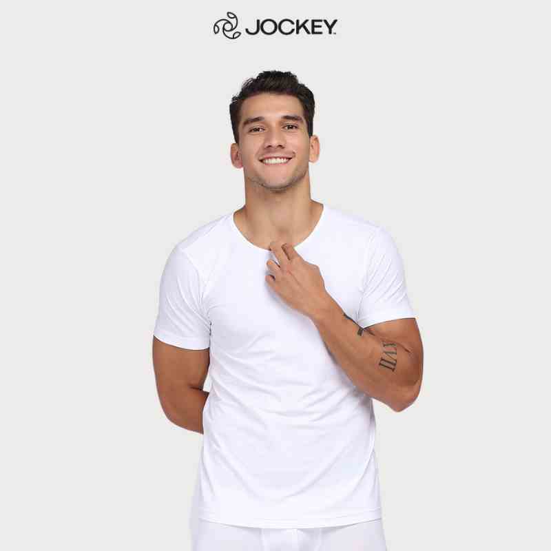 Áo Thun Nam Trơn Jockey Cotton Màu Trắng Xám Xanh Đen - JIMT7114