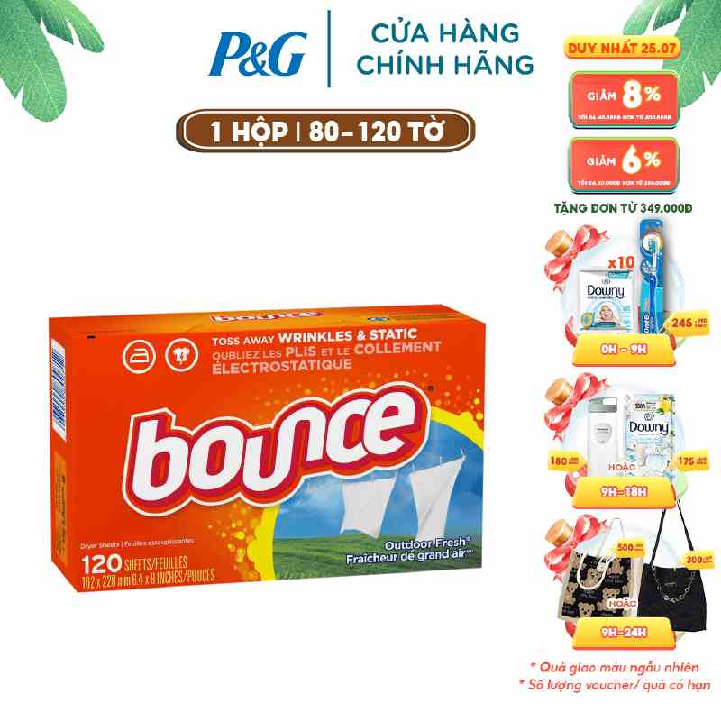 (Hàng nhập khẩu USA) Giấy sấy thơm quần áo Bounce Sheets Outdoor Fresh