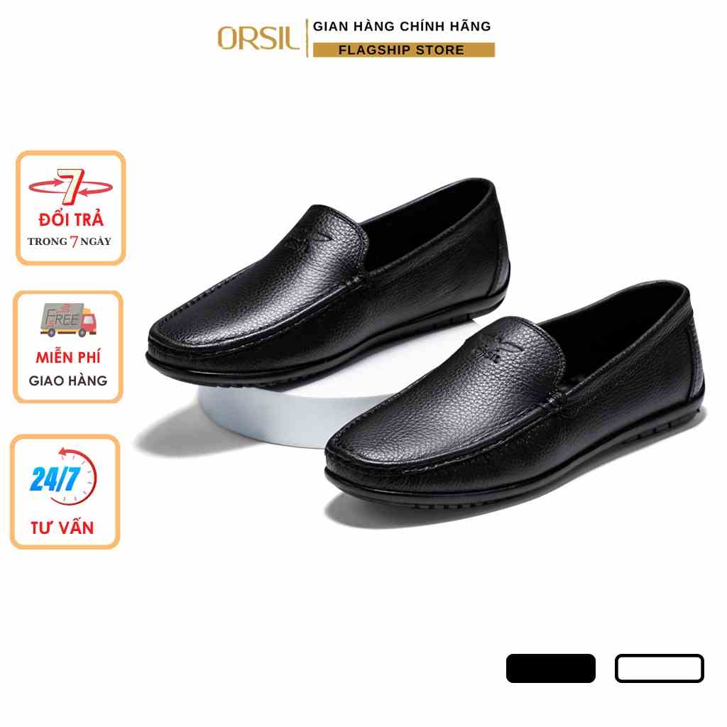 Giày lười nam da bò ORSILmã ORSIL102D 2 màu đen - xanh