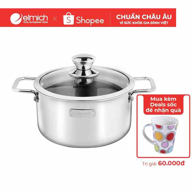 [LIFEMCMBP4 -12% đơn 250K] Nồi Inox 3 lớp đáy liền Elmich Trimax classic 2407OL size 20cm