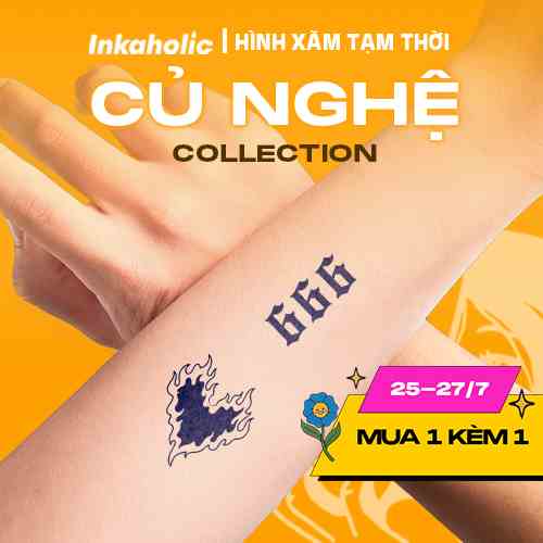 [Chủ đề Củ Nghệ] Hình xăm dán tạm thời 15 ngày Inkaholic - xăm giả đẹp & ngầu y xăm thật, chống nước 100