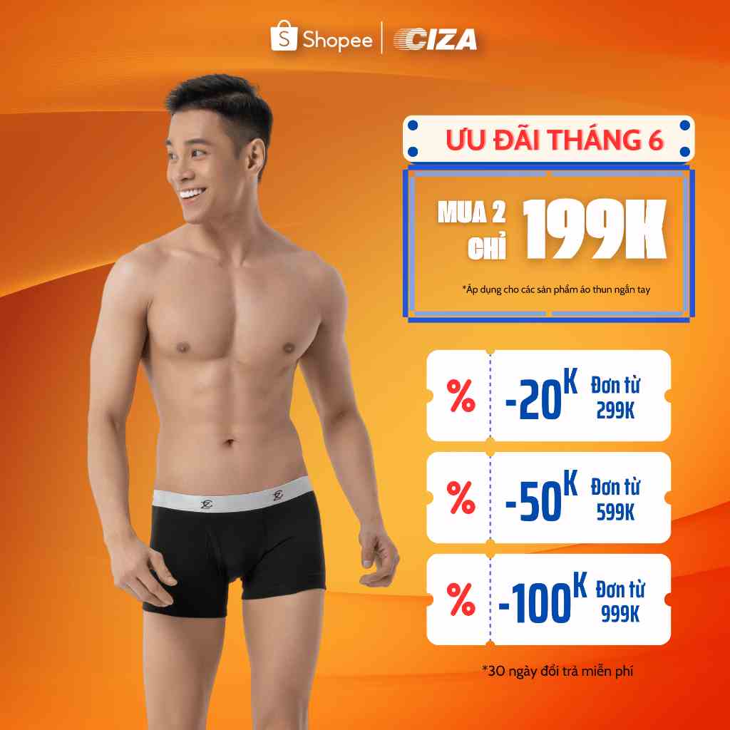 Quần boxer nam CIZA chất cotton mát mềm mịn thời trang nam tính dành cho phái mạnh QLDR01