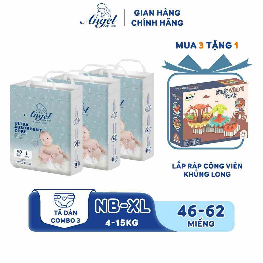 [Mã BMLTB35 giảm đến 35K đơn 99K] COMBO 2 Tã Dán ANGEL Ultra Absorbent Core Size NB62- S58-M54-L50-XL46