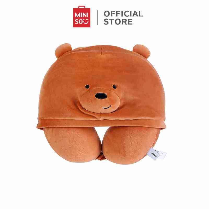 Gối chữ U liền nón Miniso x We bare bears (Grizz)