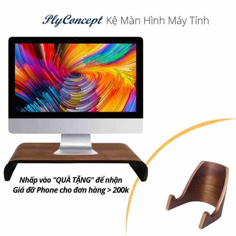 [Mã BMLTA35 giảm đến 35K đơn 99K] Kệ màn hình, bàn kê màn hình máy tính Plyconcept Monitor Stand Màu Gỗ Walnuto