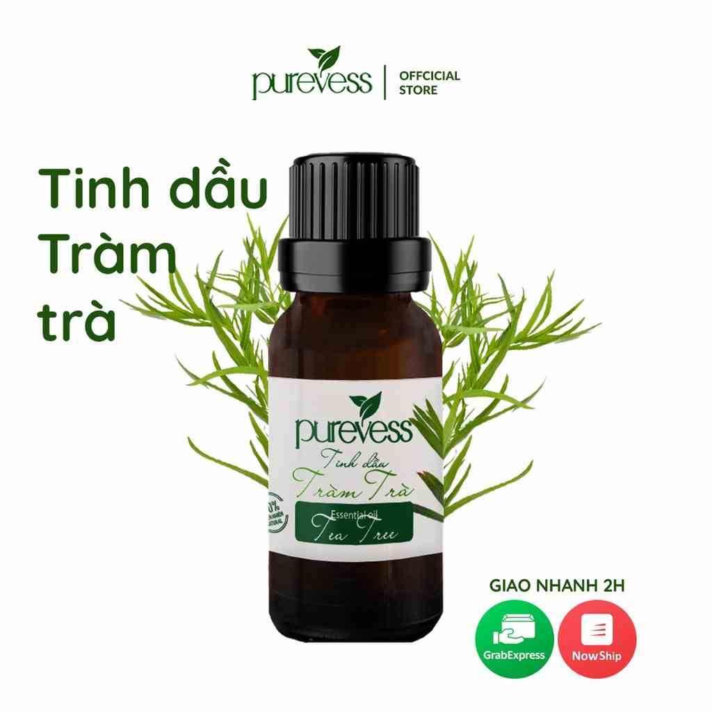 Tinh dầu Tràm Trà Purevess, thiên nhiên nguyên chất, giúp thư giãn và thanh lọc không khí. 20ml