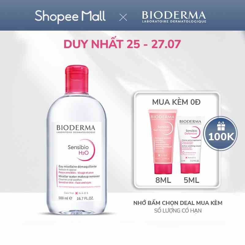 Dung dịch làm sạch và tẩy trang công nghệ Micellar Bioderma Sensibio H2O - 500ml