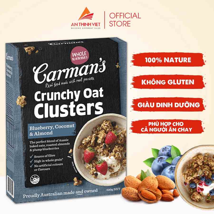 Ngũ Cốc Carmans Sấy Giòn Việt Quất, Dừa & Hạnh Nhân - Crunchy Clusters Blueberry, Coconut & Almond - Hộp 500g