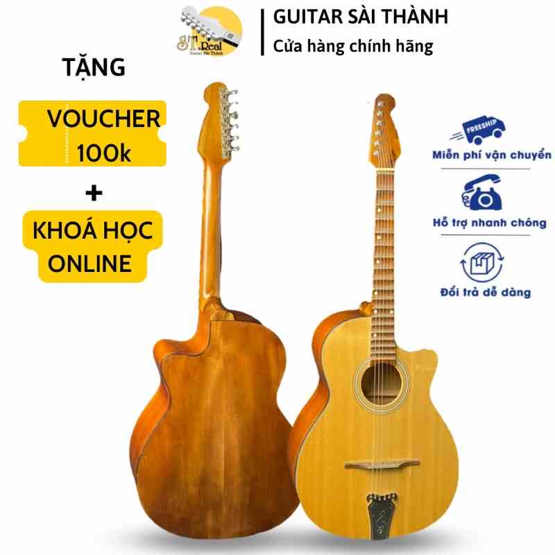 [MÃ giảm 40K]Đàn Ghita Vọng Cổ Phím Lõm Mã ST-VC02 Gỗ Bắc Phi Nguyên Tấm Chính Hãng ST.Real Guitar Sài Thành