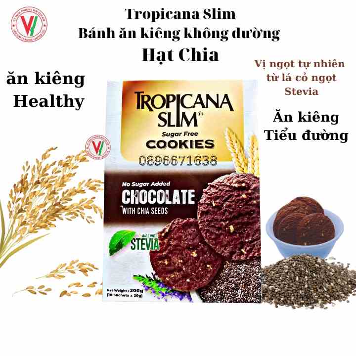 Bánh Quy ĂN KIÊNG Không Đường Hạt Chia Tropicana Slim Chocolate 200g - ĂN KIÊNG,TIỂU ĐƯỜNG