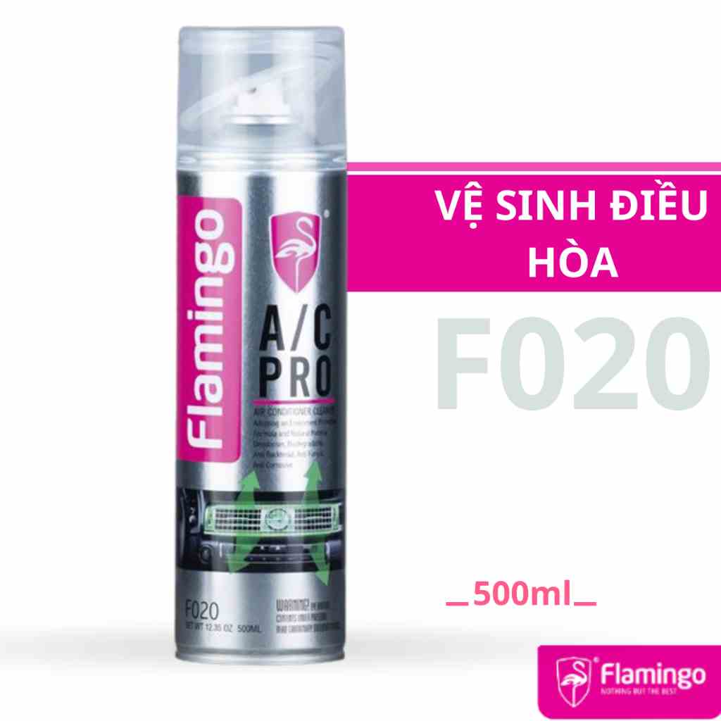 Chai Vệ Sinh Bụi Bẩn Vi Khuẩn Mùi Hôi Điều Hòa Ô Tô Flamingo F020 500ml - Hãng Phân Phối Chính Thức