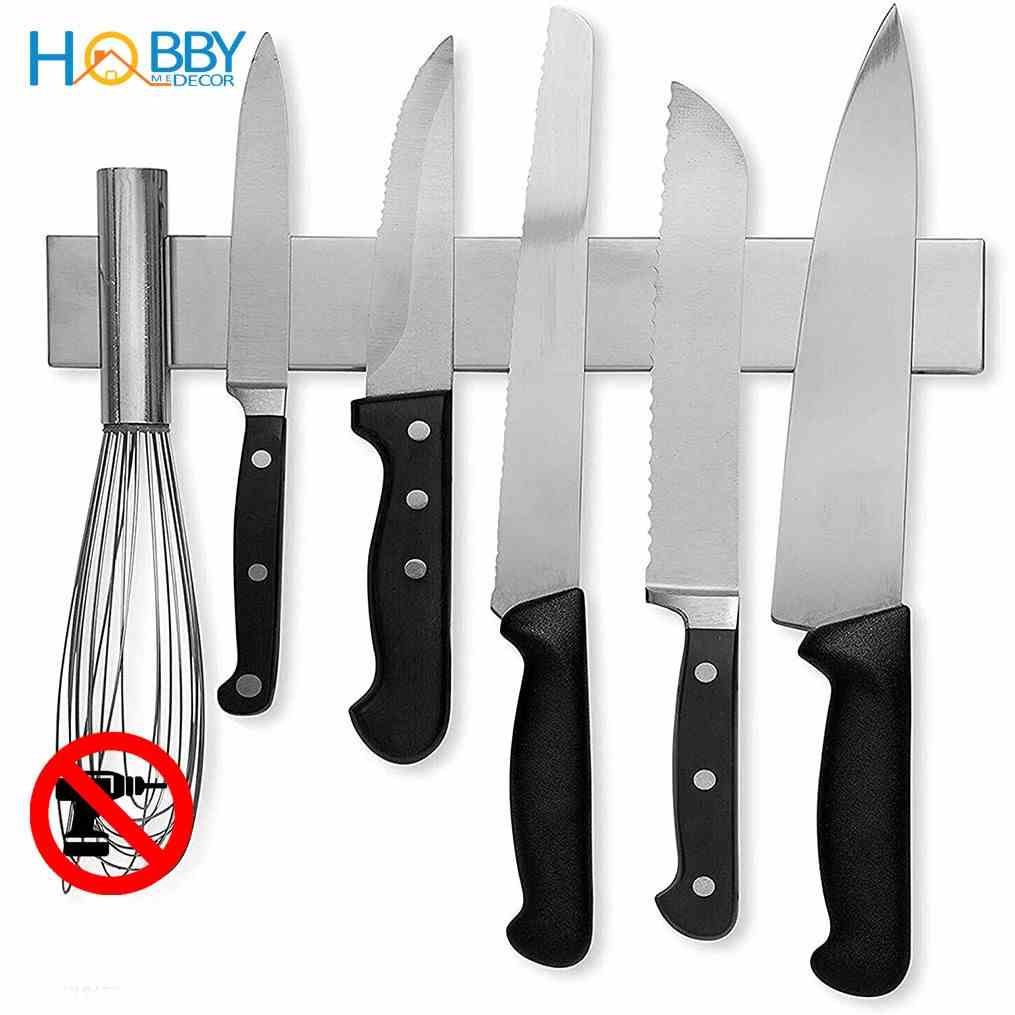 Thanh treo dao nam châm Hobby Home Decor TTD Inox 304 dán tường gạch men kèm keo dán Sealant Fix - có 3 kích thước