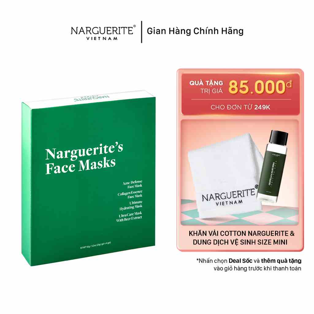 Mặt nạ sinh học dưỡng da Narguerite Bio Cellulose Hộp 8 miếng