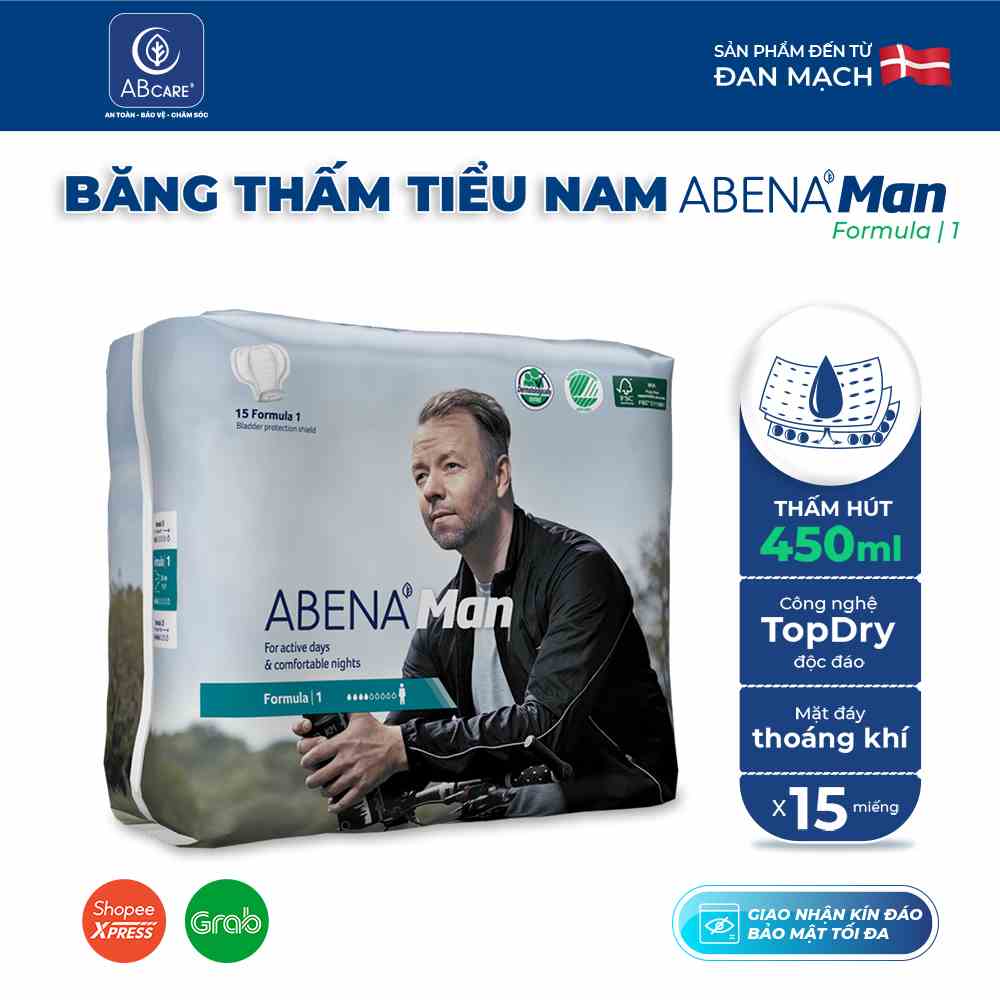 Băng thấm tiểu nam giới Abena Formula 1 - Nhập khẩu Đan Mạch (Gói 15 miếng)