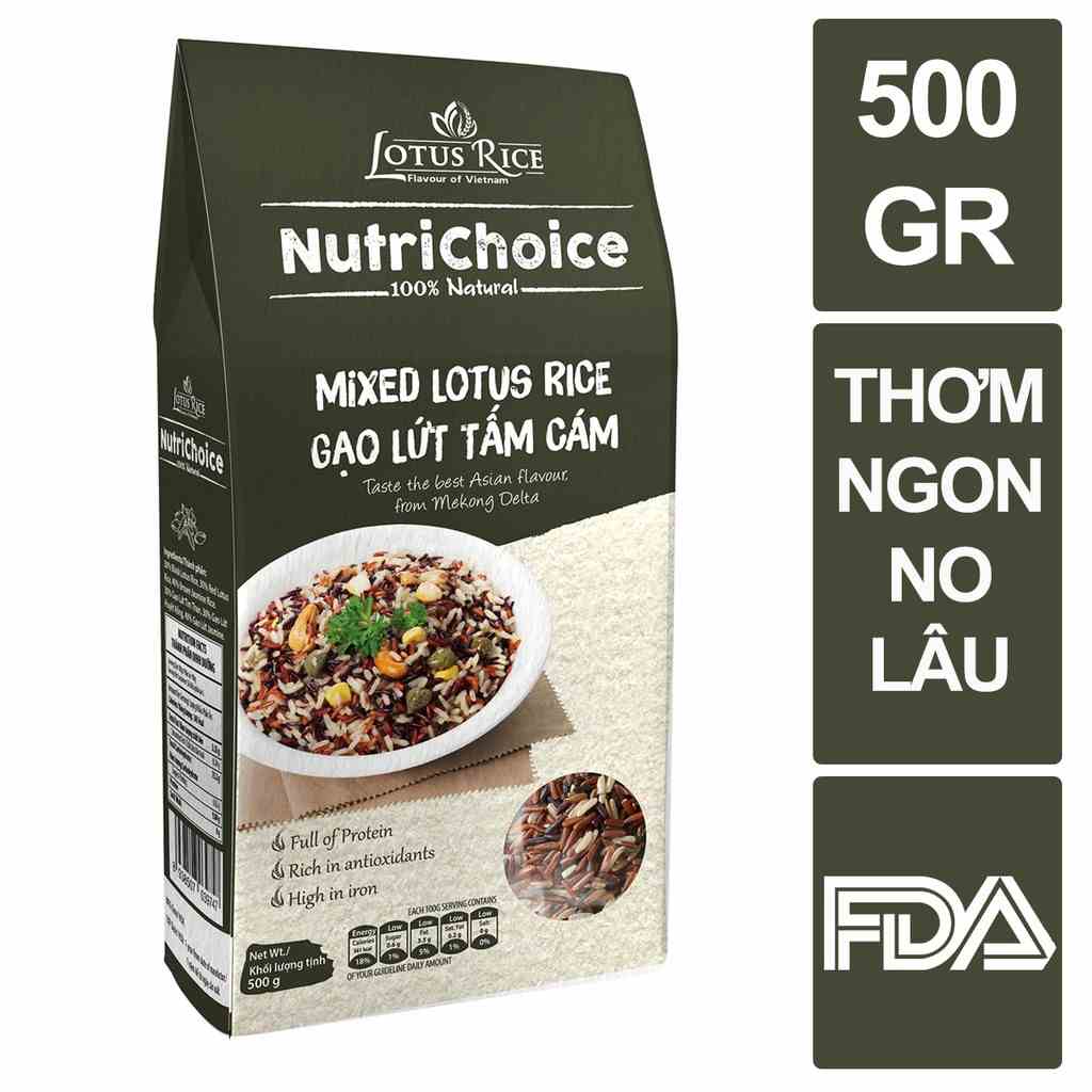 [Mã BMLTB35 giảm đến 35K đơn 99K] Gạo lứt 3 màu Nutrichoice Tấm Cám 500gr - Gói nhỏ tiện lợi - Thơm ngon dẻo ngọt