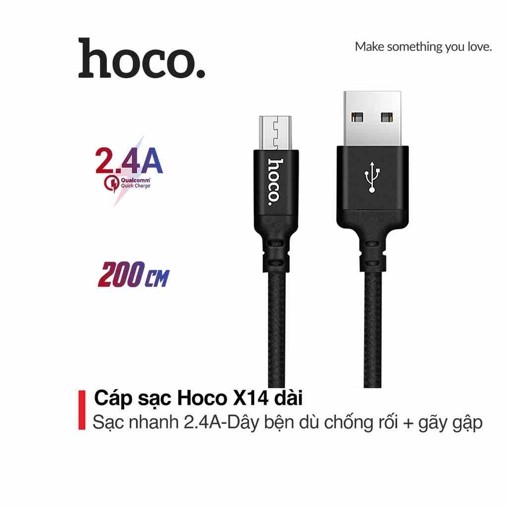 [Mã BMLTA35 giảm đến 35K đơn 99K] Cáp sạc 2.4A Hoco X14 Micro dây dù chống đứt gãy dài 1M cho Android