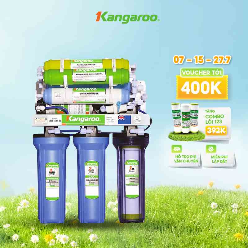 [MIỄN PHÍ LẮP ĐẶT] Thiết bị lọc nước Kangaroo RO 9 lõi Model KG109A