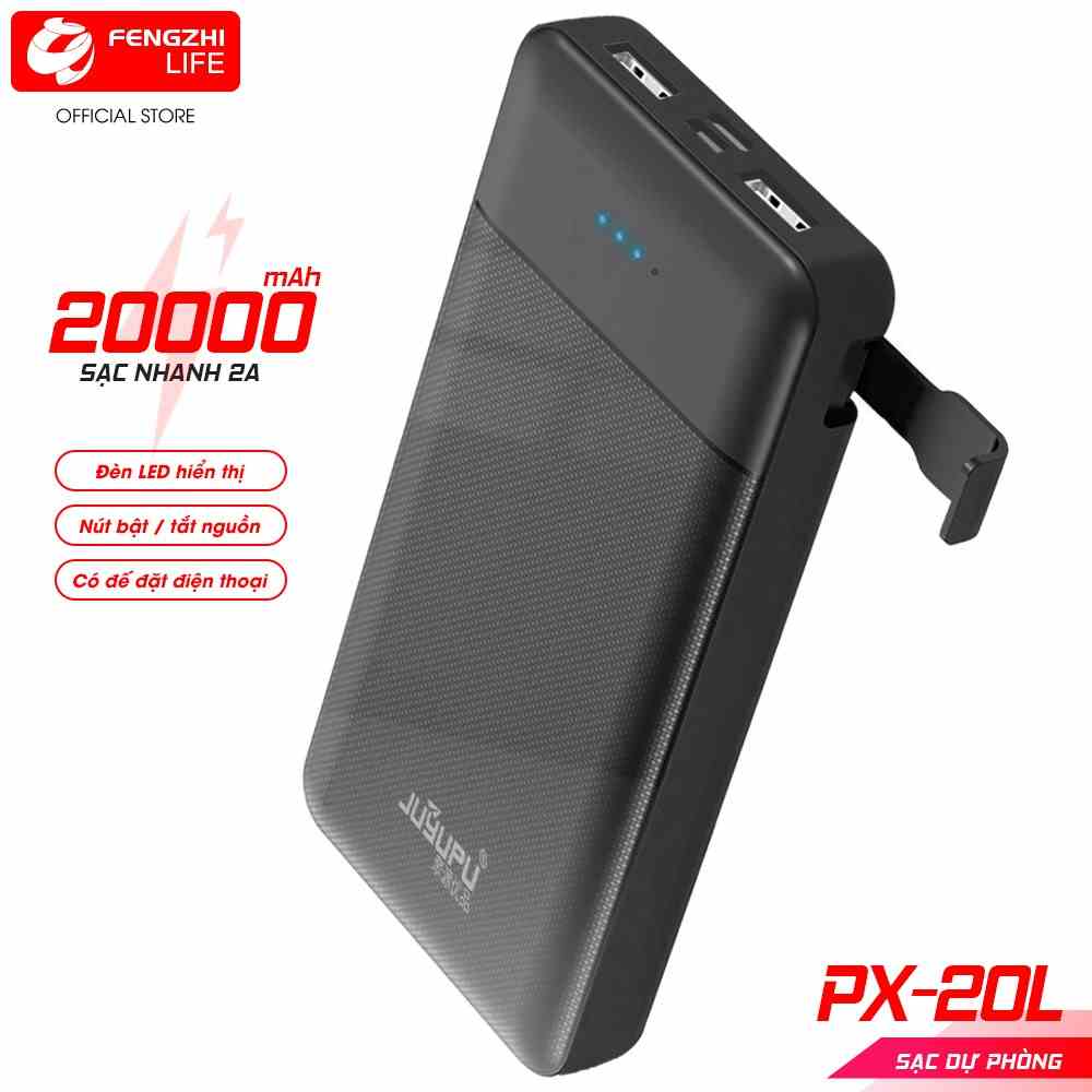 Sạc dự phòng FENGZHI LIFE 20L 20000mAh kèm giá đỡ điện thoại đèn led pin