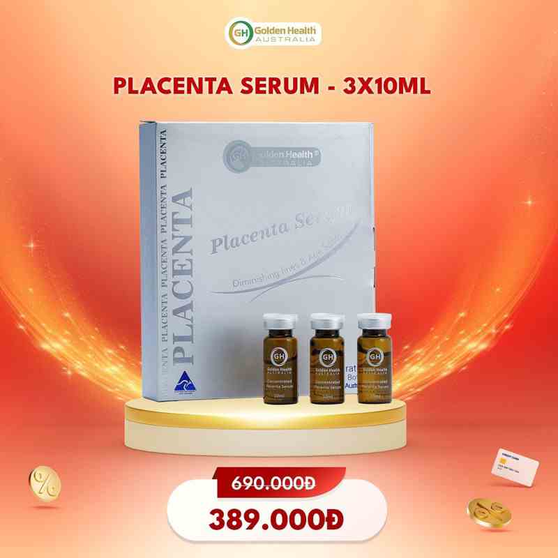 [GOLDEN HEALTH] Serum placenta nhau thai cừu loại bỏ nám, tàn nhang và trắng da - Hộp 3 lọ