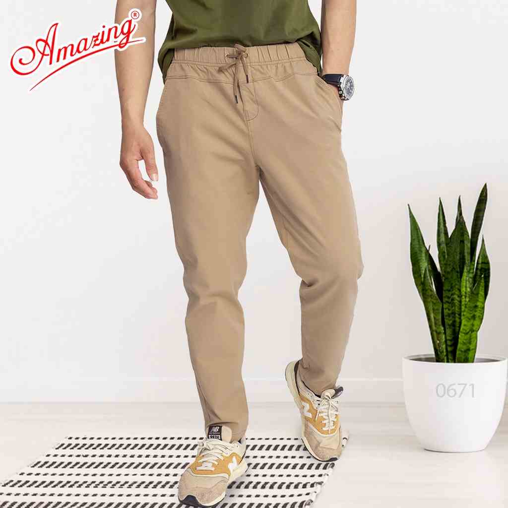 Quần Baggy Amazing, lưng thun, form suông Unisex, chất liệu kaki co giãn cao cấp, phong cách Hàn Quốc