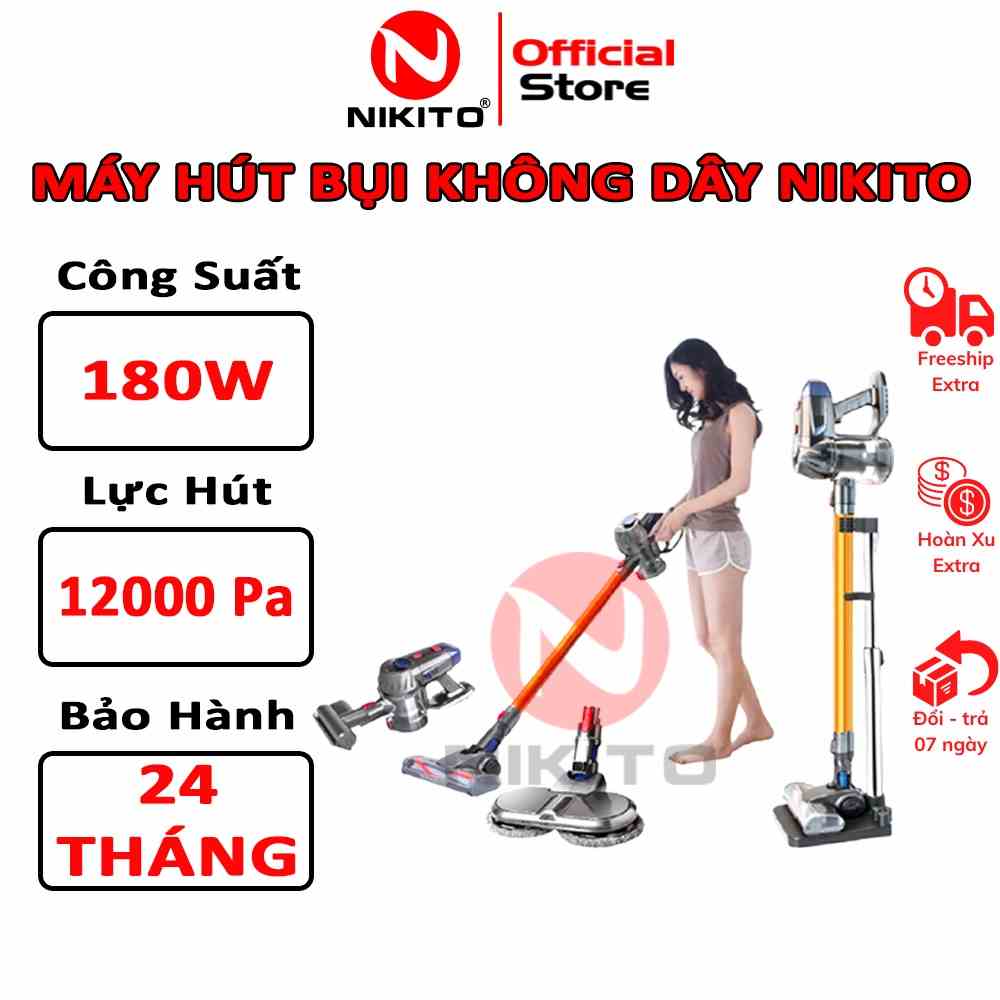 Máy Hút Bụi Cầm Tay Không Dây NIKITO Lau Siêu Sạch Pin Bền Nhập Khẩu