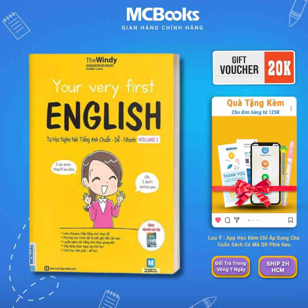 Sách - Your very first English - Tự học nghe nói tiếng Anh chuẩn dễ nhanh Volume 1 Mcbooks