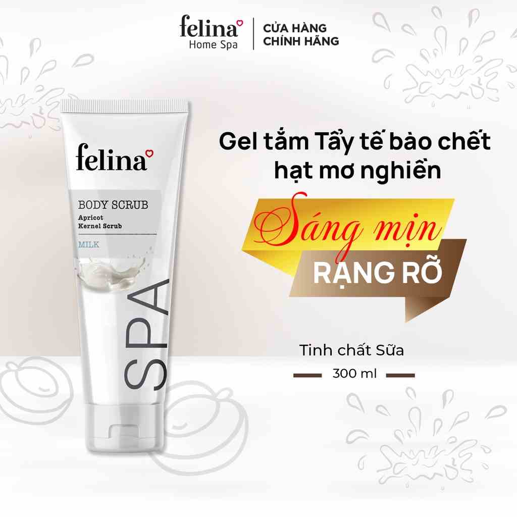 [HB GIFT] Gel Tắm Tẩy tế bào chết body Felina Home Spa dạng gel 300ml từ Hạt mơ nghiền