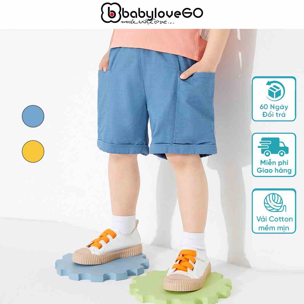 Quần short bé trai BabyloveGO chất liệu đũi túi hộp rộng rãi thoáng mát QD001