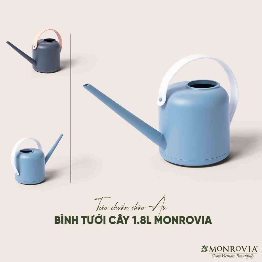 Bình tưới cây vòi dài MONROVIA 1,8 lít, tháo lắp dễ dàng, tiện lợi, tưới cây cảnh ban công, sân vườn, thiết kế Châu Âu