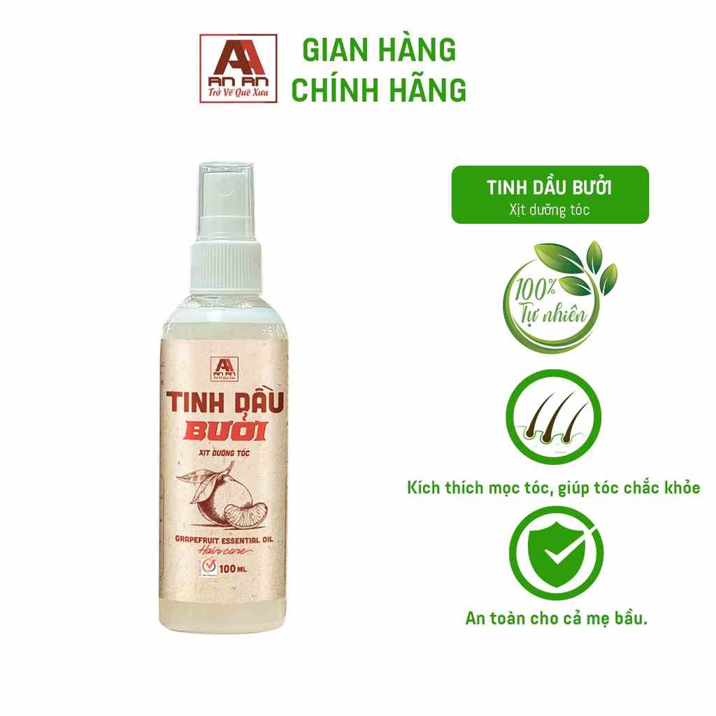 Tinh Dầu Bưởi Mọc Tóc, Xịt Bưởi An An kích thích mọc tóc 50ml, từ 100% tinh chất bưởi rừng an toàn cho mọi da đầu.