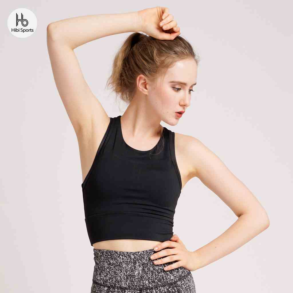 Áo tập Yoga - Gym croptop viền Hibi Sports CR805 - Kèm mút nâng ngực