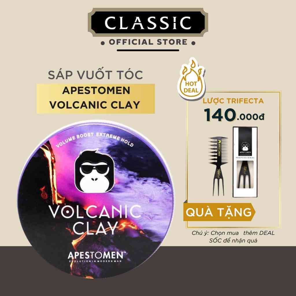 [Mã BMTTC60K giảm đến 60K đơn 50K] Sáp Vuốt Tóc Apestomen Volcanic Clay 80g