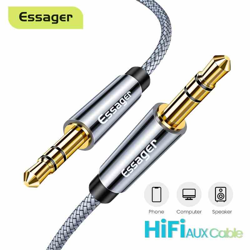 Dây cáp âm thanh nối dài jack cắm 3.5mm ESSAGER dành cho loa xe hơi