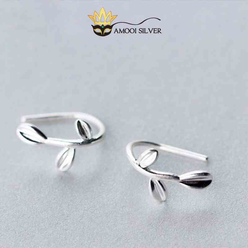 [Mã BMLTB35 giảm đến 35K đơn 99K] Bông tai bạc S925 lá mầm - Amooi Silver AB11