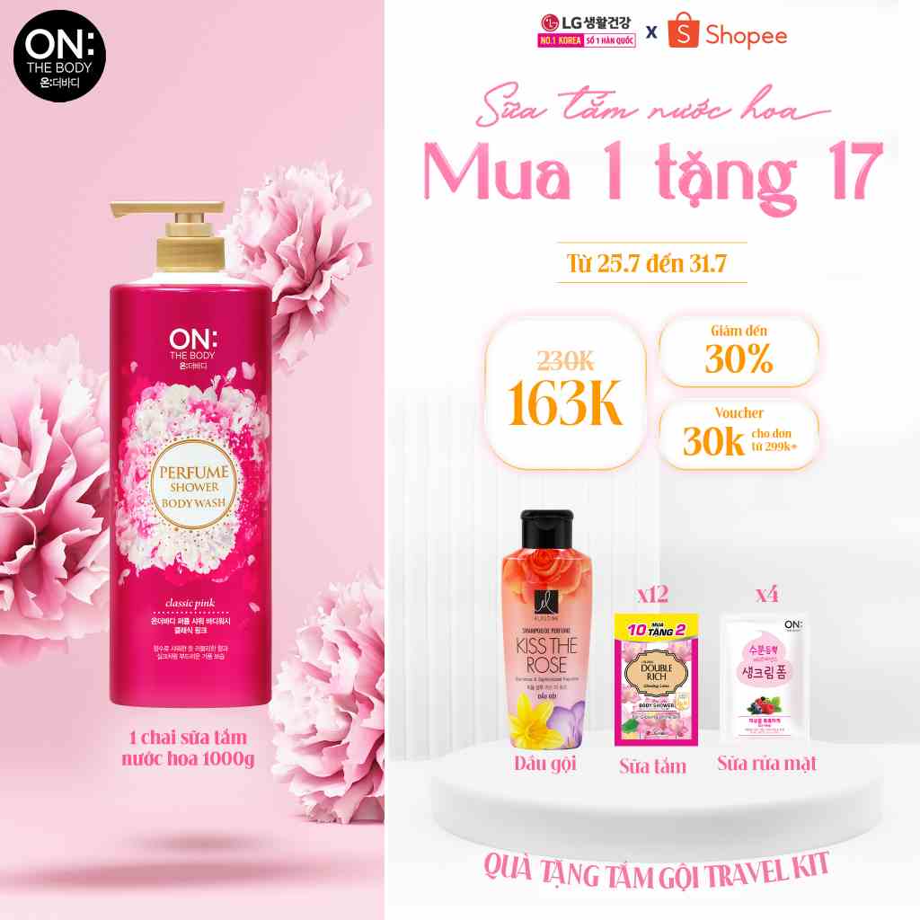 Sữa tắm dưỡng ẩm hương nước hoa On: The Body Perfume Classic Pink 1000g