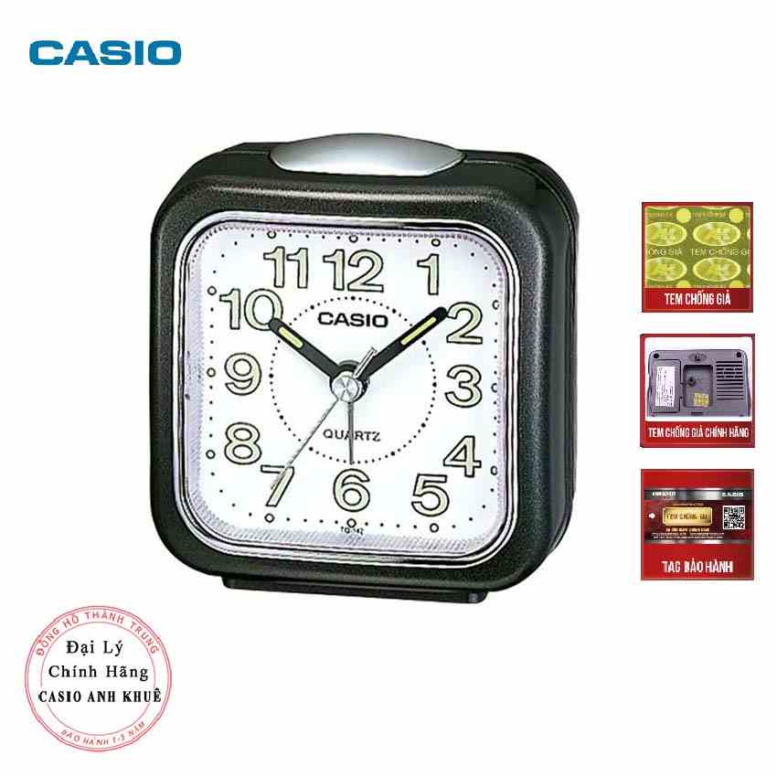 Đồng hồ để bàn Casio TQ-142-1DF có báo thức, dạ quang ( 7.7×7.2×4.9 cm )