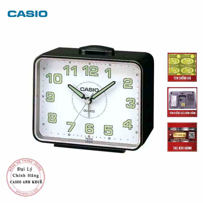 [Mã BMLTB200 giảm đến 100K đơn 499K] Đồng hồ để bàn Casio TQ-218-1BDF báo thức, dạ quang ( 9×10.7×6 cm )