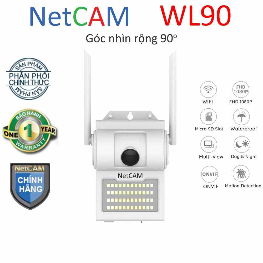 [Mã BMLTB200 giảm đến 100K đơn 499K] Camera IP Wifi NetCAM WL90 1080P góc quan sát 90 độ