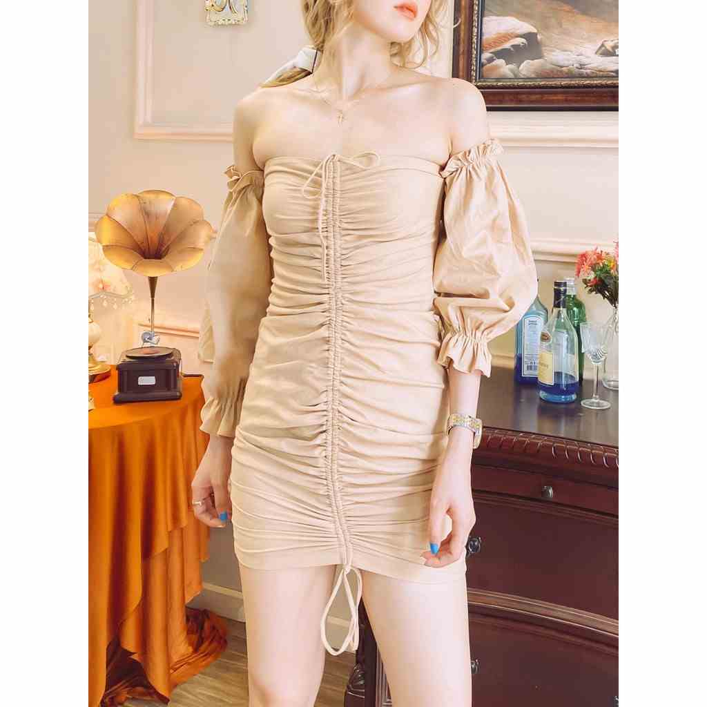 Đầm ống trễ vai nude dây rút Lucy Dress Gem Clothing SP001119