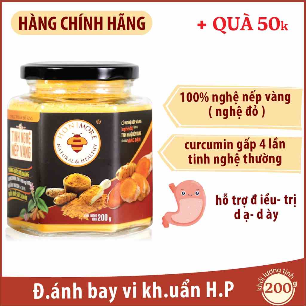 Tinh bột nghệ nếp vàng Honimore 200g - tốt cho dạ dày, làm đẹp da