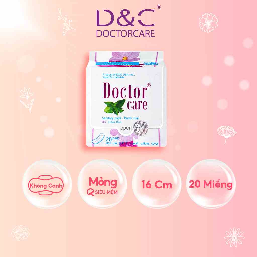 Băng vệ sinh thảo dược D&C Doctor Care hàng ngày 16 cm nhỏ gọn siêu mỏng tiện lợi Gói 20 miếng