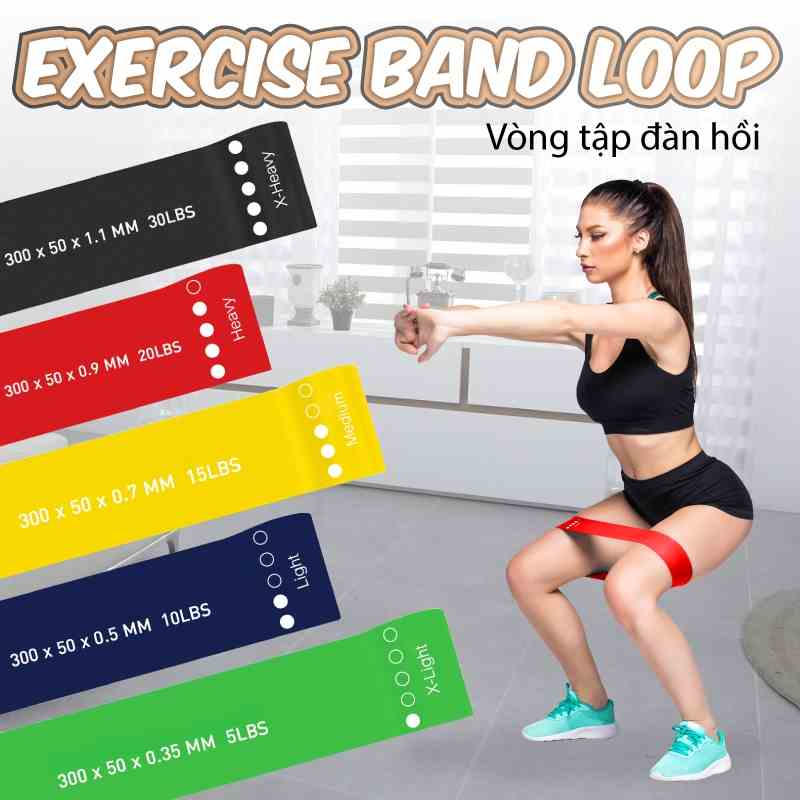 BG Bộ 5 Dây đàn hồi kháng lực tập Gym Yoga Thái Lan cao cấp đa năng mới 2023