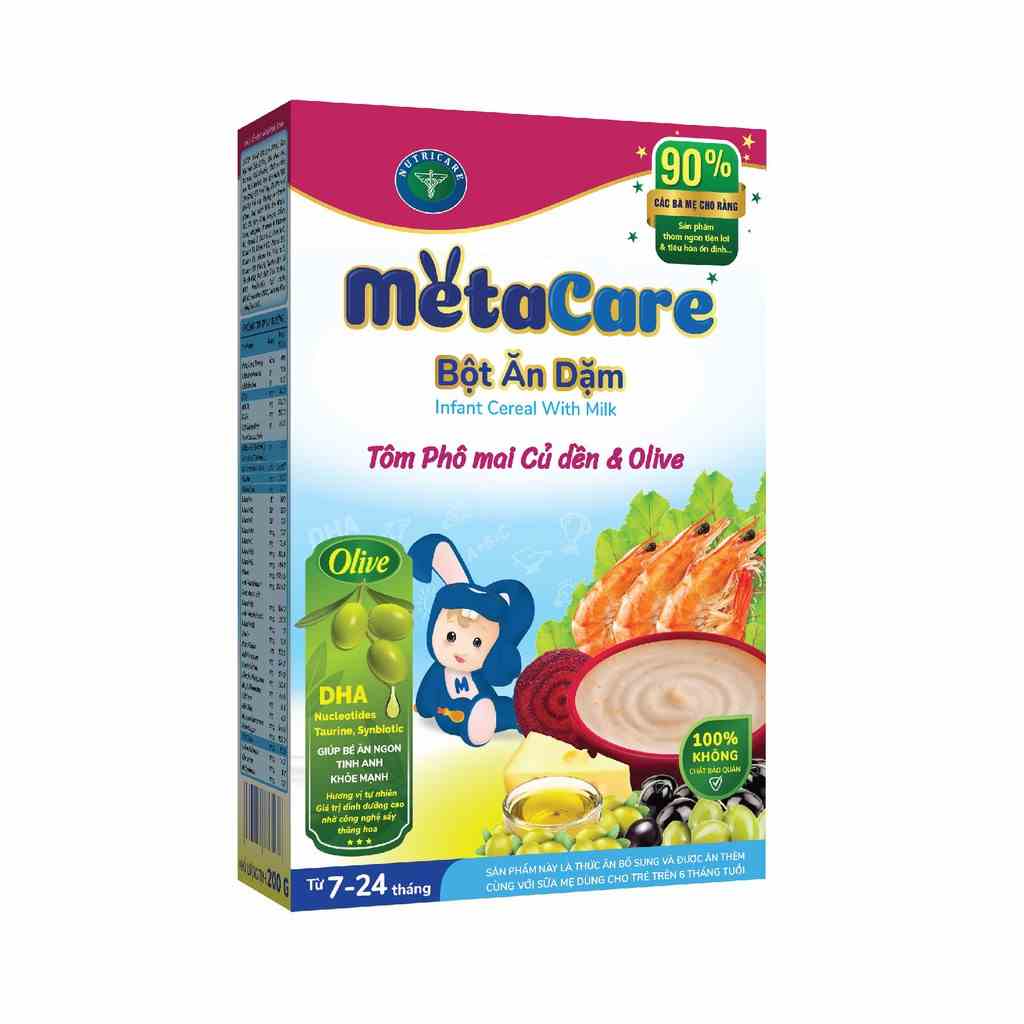 [Mã BMLTA35 giảm đến 35K đơn 99K] Bột ăn dặm Nutricare Metacare Tôm phô mai củ dền olive (200g)