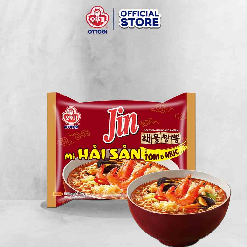 Mì Jin hải sản vị tôm & mực Ottogi 120g