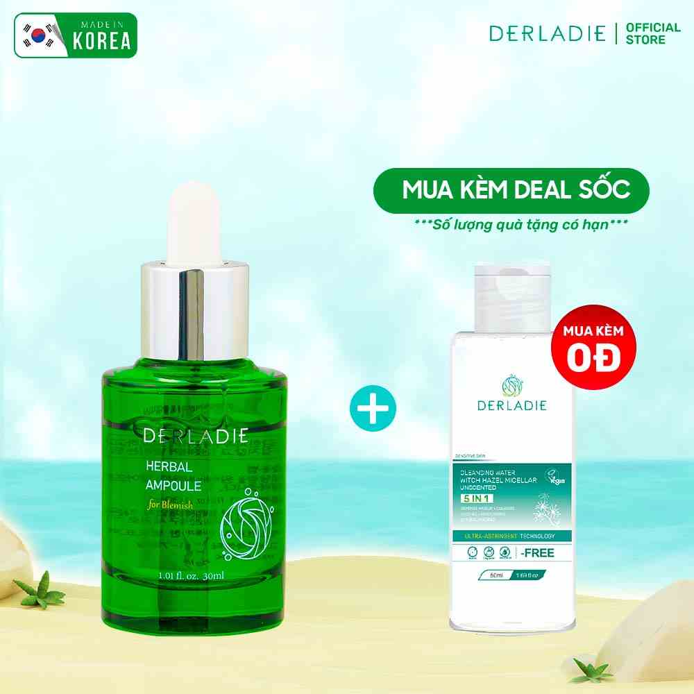 Serum Tràm Trà Giảm Mụn Sau 14 Ngày Derladie Herbal Ampoule For Blemish 10ml-30ml