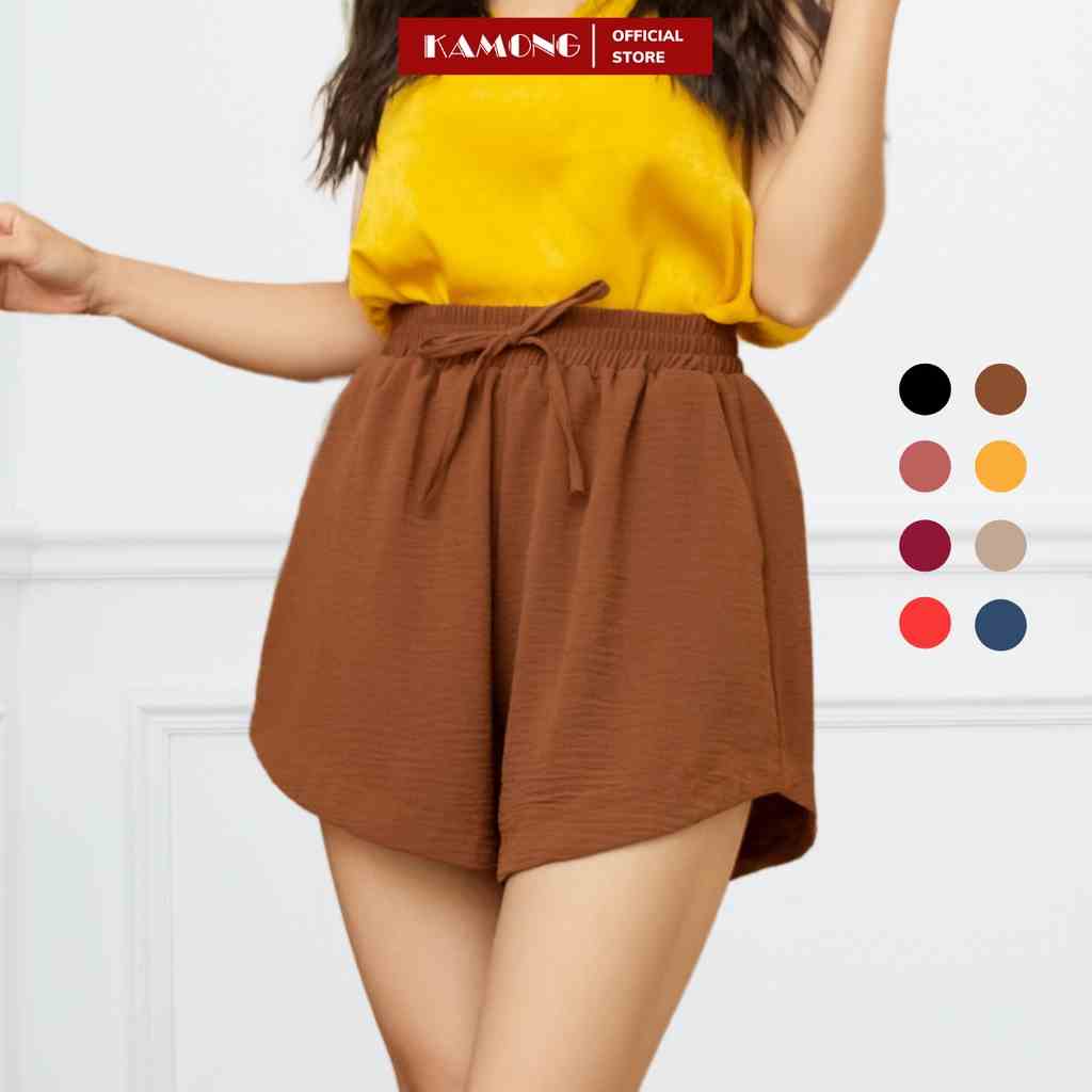 Quần short nữ lưng thun KAMONG ống rộng, lai kiểu đủ màu, đủ size Q006