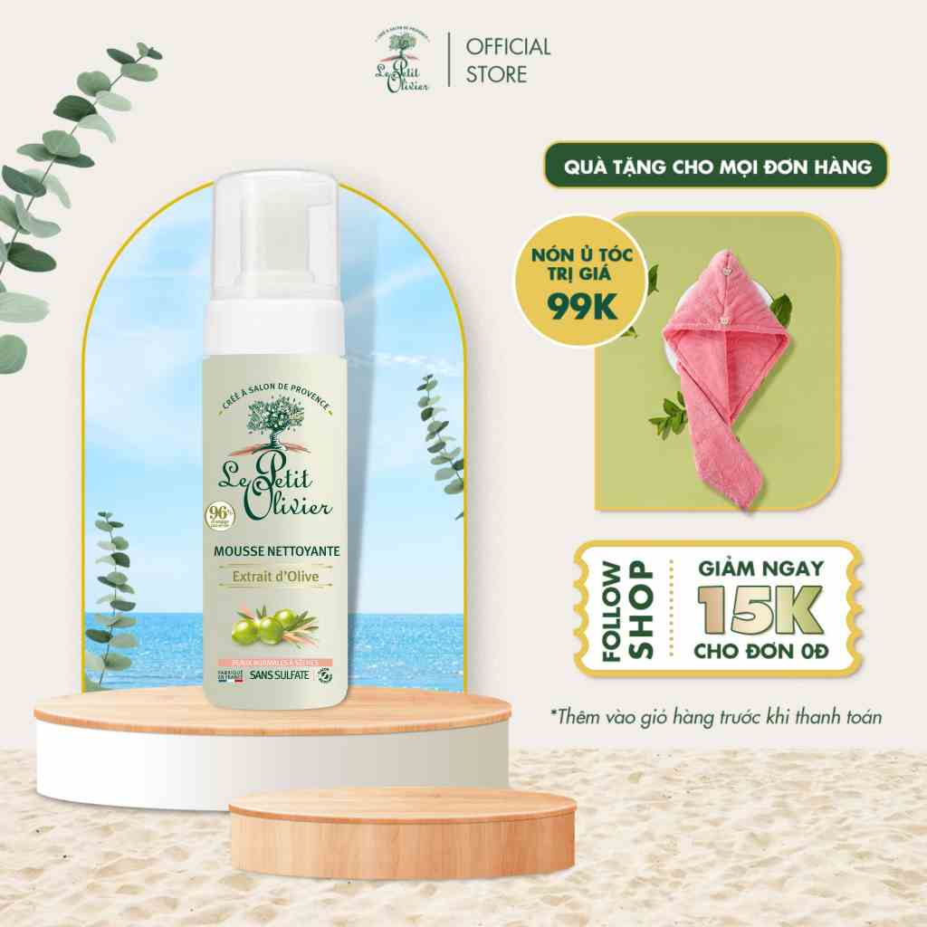 [Mã BMLTA35 giảm đến 35K đơn 99K] Bọt rửa mặt chiết xuất Dầu Olive Le Petit Olivier 150ML