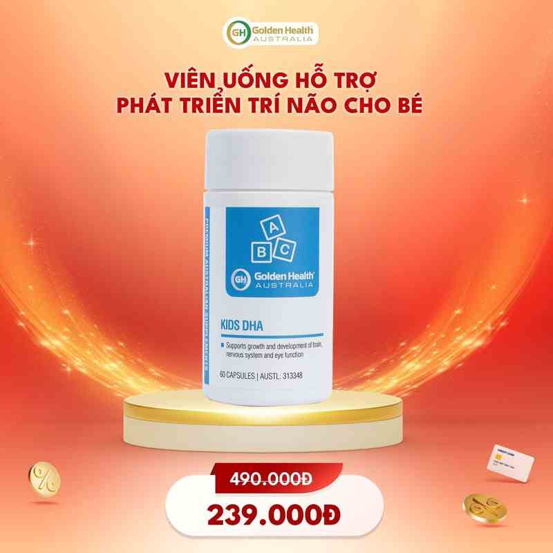 [Mã BMTTC60K giảm đến 60K đơn 50K] [GOLDEN HEALTH] Viên uống hỗ trợ phát triển trí não trẻ em Kids DHA (60 viên)