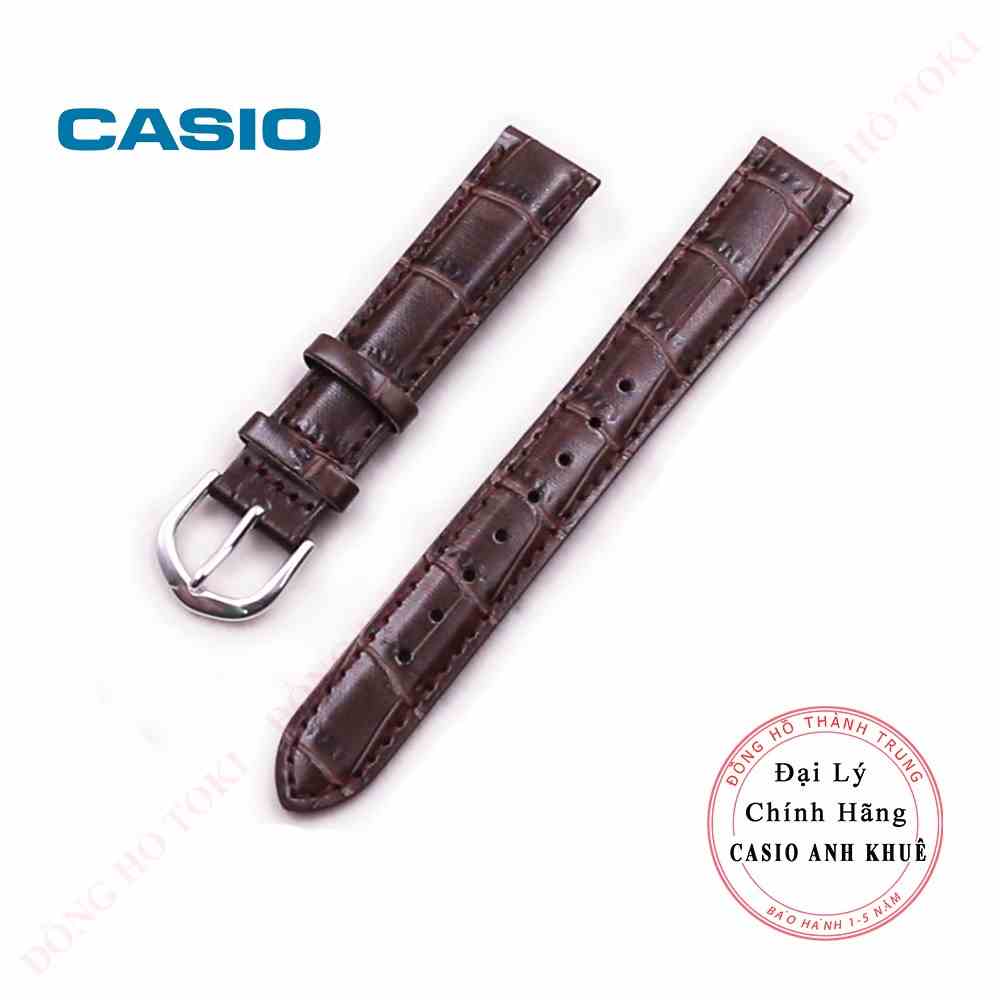 Dây da đồng hồ casio LTP-VT01L chính hãng da nâu vân cá sấu cỡ 16mm